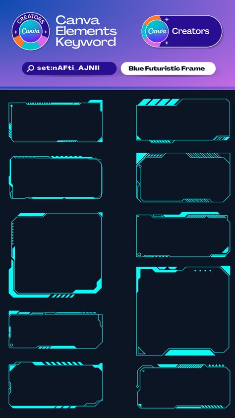 Canva Elements Keyword | Blue Futuristic Frame | set:nAFti_AJNII #brushprocreate #brushesillustrator #photoshopbrushes #vectorbrushes #brushesinstagram #facebookbrushes #brushesdownload #brushesfree Canva Elements Free, Blue Futuristic, Technology Design Graphic, Cyberpunk Design, Photoshop Brush Set, Powerpoint Tutorial, Keyword Elements Canva, Canva Element Keyword, Canva Elements Keyword