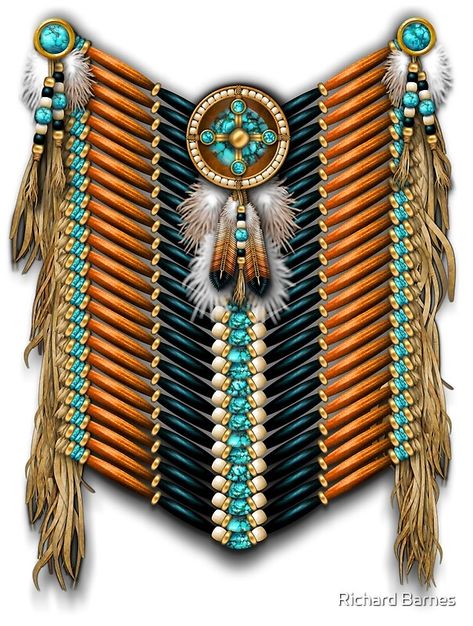 Native American warrior’s chestplate/breastplate in redwood, black, and turquoise. • Millions of unique designs by independent artists. Find your thing. Indian Nature, Native Artwork, Native American Decor, Native American Beadwork Patterns, Native American Regalia, Native American Warrior, Native American Clothing, Native American Symbols, Native American Crafts