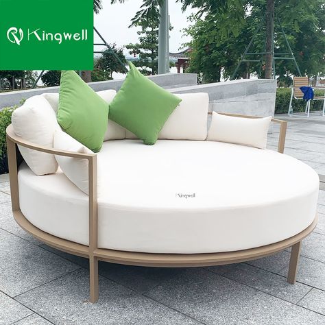 Circle Daybed, Round Lounge Chair, Circle Sofa, Build Outdoor Furniture, Outdoor Beds, Pool Chairs, Outdoor Furniture Plans, Outdoor Patio Space, Furniture Design Chair