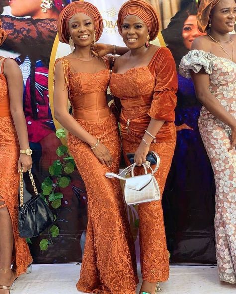 Nigerian Party Dresses, Nigerian Party, African Bridesmaid Dresses, Nigerian Dress, Naija Wedding, Stylish Naija, Bridal Squad, Ankara Dress Styles, Types Of Lace