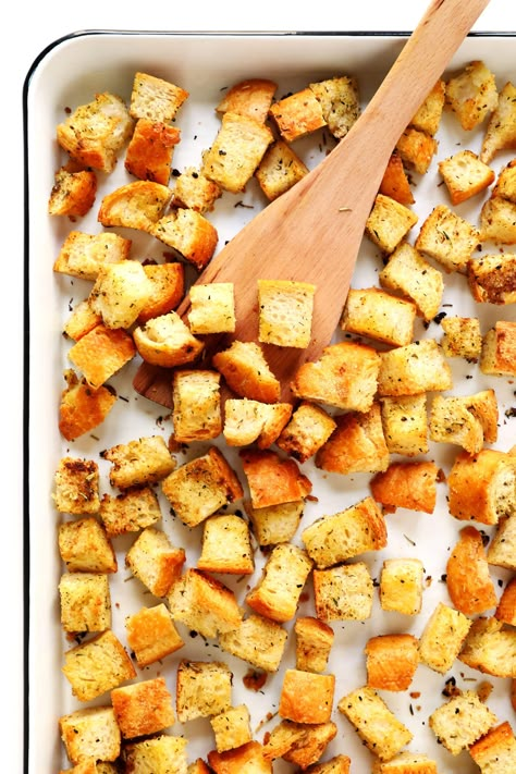 How To Make Croutons, Crouton Recipes, Vegetarian Italian, Leftover Bread, Gimme Some Oven, Croutons Homemade, Cooking For Two, Croutons, How To Make Homemade