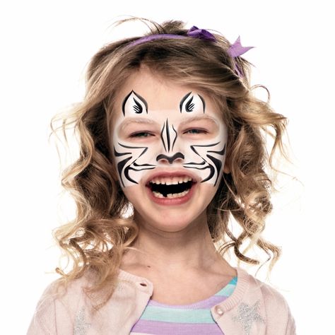 Zebra Face Paint, Kids Face Painting Easy, Zombie Face Paint, Mime Face Paint, Zebra Costume, Zebra Face, Face Painting Ideas, Face Painting Easy, Kids Face Paint