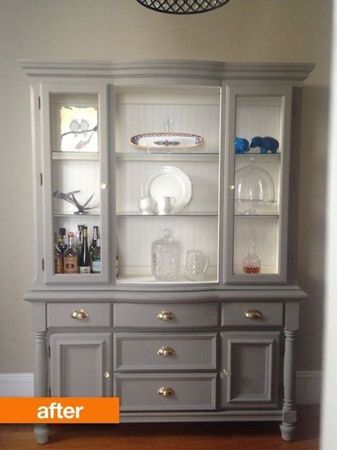 After Hutch Painted China Cabinets, Redo Cabinets, Apartment Chic, Furniture Rehab, Cabinet Makeover, Refurbished Furniture, Furniture Restoration, Flipping Furniture, Redo Furniture