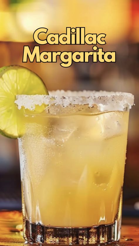 Cadillac Margarita Cadillac Margarita Recipe, Margarita Flavors, Cadillac Margarita, Long Island Iced Tea Recipe, Flavored Margaritas, Orange Liqueur, Classic Cocktail Recipes, Drink Recipes Nonalcoholic, Sweet Cocktails