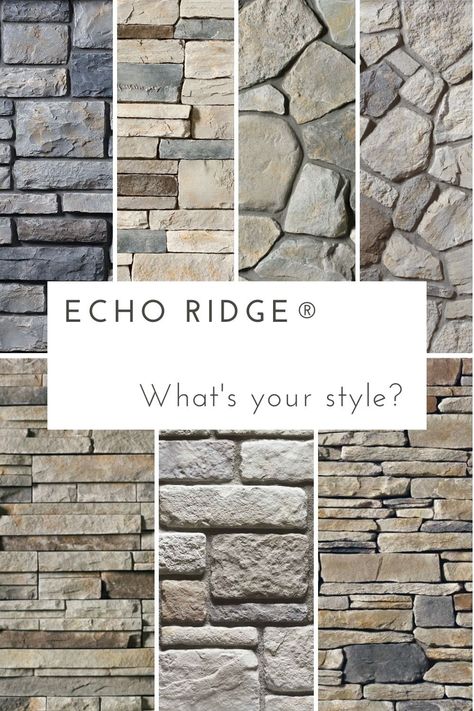 Echo Ridge Pro Fit Alpine Ledgestone, Echo Ridge Country Ledgestone Fireplace, Fieldstone Veneer Exterior, House Finishing Ideas Exterior, Country Ledgestone Echo Ridge, Types Of Stone Exterior, Exterior Stone Veneer Ideas, Echo Ridge Dressed Fieldstone, Fieldstone Exterior House