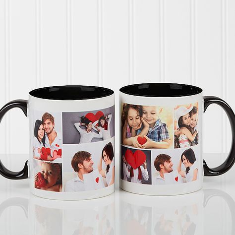 Photo Collage Board, Love Photo Collage, Horizontal Photos, 12 Photo Collage, Personalized Coffee Mugs, Sublimation Mugs, Black Coffee Mug, Custom Coffee, Romantic Gifts