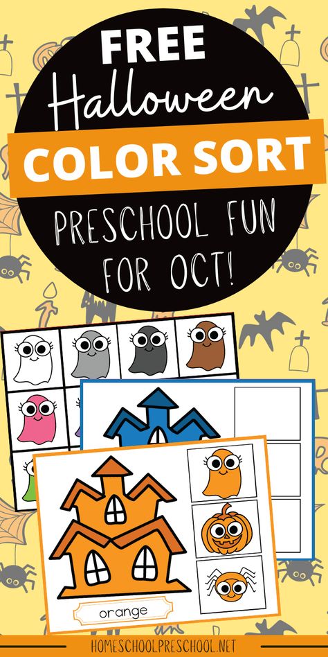 Ghost Art Activities For Preschool, Halloween Color Matching Activities, Halloween Themed Activities Preschool, Preschool Halloween Circle Time Activities, October Math Activities Preschool, Halloween Sorting Preschool, Halloween Preschool Art Activities, Halloween Fun Preschool, Halloween Small Groups Preschool