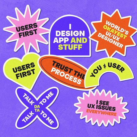 Enhance your workspace with this Sticker Sheet crafted specifically for UX designers, researchers, and UX writers. Unleash your creativity and showcase your passion for user experience with this thoughtfully curated set of 8 vinyl decals, perfect for adorning your laptop. Each sticker boasts a unique design, capturing the essence of the UX design world. Whether you're a seasoned professional or just stepping into the field, these decals make for the ideal UX designer gifts. Elevate your surroundings and let your love for user-centric design shine through with this distinctive Sticker Sheet. These glossy stickers are designed just for you. Give your favorite items, like a notepad, laptop, or phone case an extra glow and personal touch.  * Film type: MPI 3000 Gloss HOP (EU), Promotional Mono Ux Design Stickers, Discount Code Design, Preppy Graphic Design, Sticker Sheet Design, Ux Writer, Sticker Website, Vision Board Stickers, Sticker Branding, Graphic Design Stickers