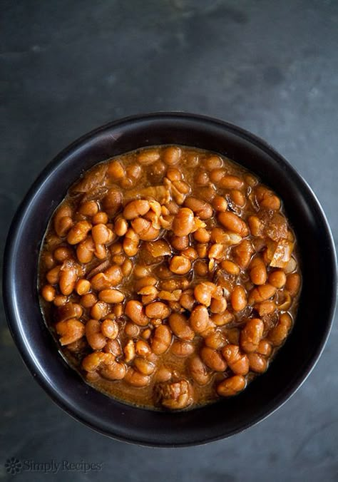 Slow Cooked Boston Baked Beans Recipe | Simply Recipes Simply Recipe, Beans Slow Cooker, Bake Beans, Slow Cooker Baked Beans, Homemade Baked Beans, Slow Cooker Baking, Beans Beans, Boston Baked Beans, Salt Pork