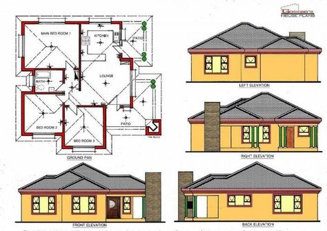 Brick House Plans, Tuscan House Plans, Round House Plans, Single Storey House Plans, House Plans South Africa, House Plans For Sale, Three Bedroom House Plan, House Plans With Pictures, Pelan Rumah