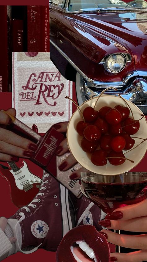 Cherry red 🍒♥️ #cherryred #redaesthetic #lanadelrey Cherry Red Astethics, Lana Del Ray Red Aesthetic, Red Inspo Aesthetic, Cherry Red Aesthetics, Cherry Red Aesthetic Vintage, Burnt Red Aesthetic, I See Red Aesthetic, Red Cherries Aesthetic, Red Mood Board Aesthetic