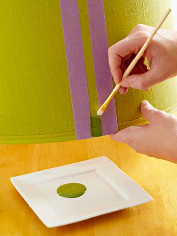 How to Paint Just About Anything How To Paint A Lampshade, How To Paint A Lamp Shade, Painting Lampshade, Painting A Lampshade, Painting Lampshades, Foyer Lamp, Paint Lampshade, Painted Lampshade, Paint On Fabric