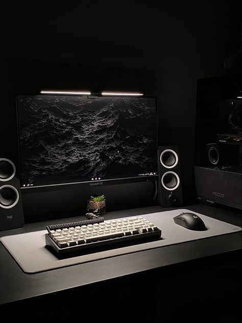 Pc Gaming Desk, Gaming Desk Setup, Computer Desk Setup, Pc Gaming Setup, Desktop Setup, Bedroom Setup, Gaming Room Setup, Bureau Design, Computer Setup