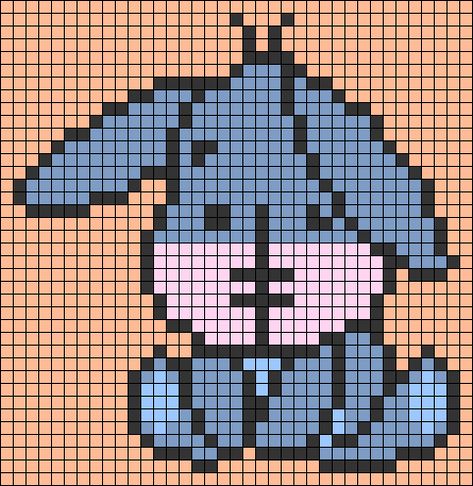 Bear Honey, Modele Pixel Art, Crochet Graphs, Graph Paper Drawings, Disney Cross Stitch Patterns, Easy Pixel Art, Art Perle, Pixel Art Templates, Pixel Drawing