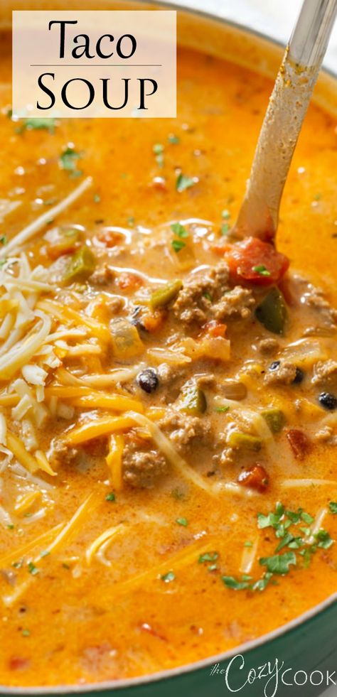 Make With Ground Beef, Mexican Soup Recipes, Taco Soup Recipe, Mexican Soup, Chili Soup, Taco Soup, Creamy Soup, Soup And Sandwich, Easy Soups