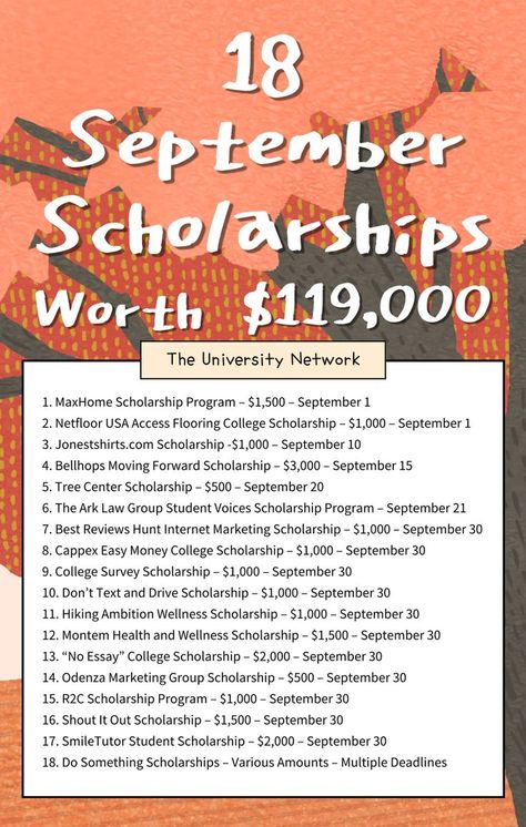 september scholarships High School Scholarships, Scholarships For College Students, Dont Text And Drive, College Preparation, School Scholarship, College Resources, College Student Hacks, Student Scholarships, Senior Year Of High School