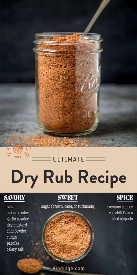 This homemade dry rub builds upon our our basic rub and adds more complexity and flavors to really provide a wow factor to your next BBQ pork recipe. This is the perfect Dry Rub for chicken and pork! Meat Rubs Homemade, Chicken Rubs And Marinades, Diy Dry Rub Recipes, Meat Rubs Recipes, Dry Rub For Pork Ribs, Rubs For Meat, Bbq Pork Rub, Bbq Chicken Rub, Pork Rub Recipe