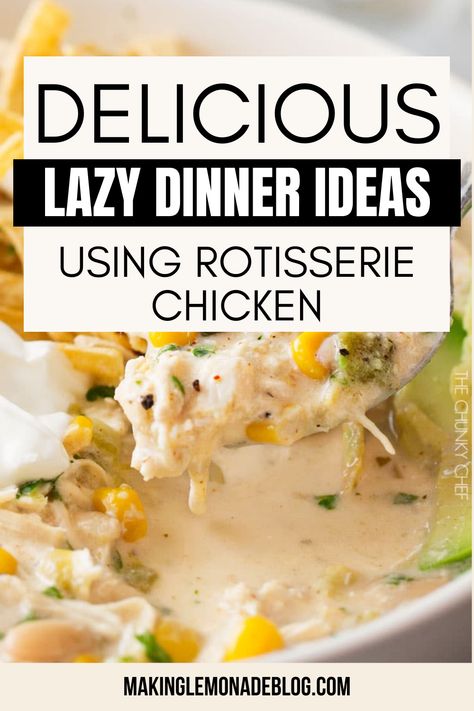 These quick and easy dinner recipes using rotisserie chicken will solve the problem of what to make for dinner on hectic nights. You can even prep them ahead by freezing shredded rotisserie chicken, and whip up tasty and delicious meals in minutes flat– with very little work on your part! Simple Meals With Rotisserie Chicken, Shredded Leftover Chicken Recipes, Easy Meals Using Rotisserie Chicken, How To Use A Rotisserie Chicken, Easy Rotisserie Chicken Casserole, What To Make With Rotisserie Chicken Meal Ideas, Best Recipes With Rotisserie Chicken, Shredded Chicken Dishes For Dinner, Recipes To Make With Shredded Chicken