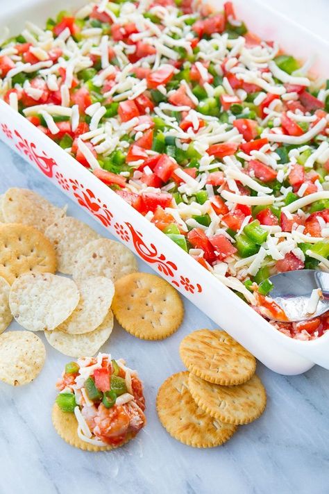 Surprise Spread, Seafood Dips Recipes, Layer Bean Dip, 7 Layer Bean Dip, Shrimp Dip Recipes, Layered Dip Recipes, Seafood Dip, Nacho Dip, Dip Recipes Appetizers