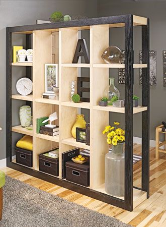 Storage & Organization Plans | Woodsmith Plans Divider Shelves, Bookcase Room Divider, Bookcase Room, Freestanding Bookcase, Smart Living Room, Bookshelf Room Divider, Woodsmith Plans, Freestanding Room Divider, Standing Bookshelf