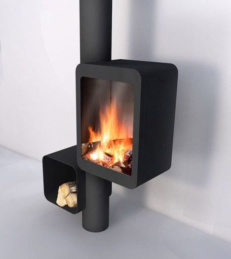 Modern Streamlined Wood Stove Puts the Focus on the Fire |  Urban Home | home | minimalist decor | home decor | decor | room | spaces | Scandinavian | interior design | Schomp MINI Bedroom Scandinavian, Interior Design Minimalist, Wood Stove Fireplace, Fire Places, Cottage Furniture, Rocket Stoves, Log Burner, Stove Fireplace, Wood Burner