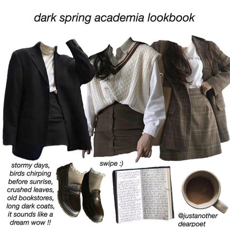 Dark Academia Spring, Dark Academia Summer Outfit, Spring Academia, Academia Pictures, Academia Summer Outfit, Dark Academia Aesthetic Outfit, Dark Spring, Style Dark Academia, Academia Aesthetic Outfit