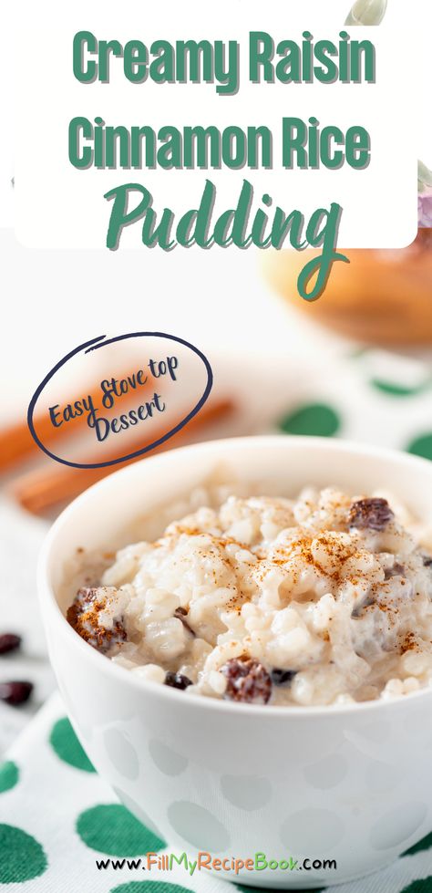 Creamy Raisin Cinnamon Rice Pudding - Fill My Recipe Book Rice Cooker Rice Pudding, Crockpot Rice Pudding, Rice Pudding Recipe Easy, Homemade Rice Pudding, Easy Rice Pudding, Old Fashioned Rice Pudding, Easy Eggnog, Creamy Rice Pudding, Sweet California