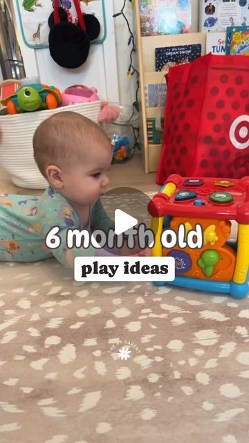 Parenting | Toddler Tips on Instagram: "👋 Hi! I’m Leah, a pediatric physical therapist and mom of 2. Follow @theparenting.tips for more play ideas, tips and tricks, info on baby and toddler development, and mom life with 2 little girls 👶  6 month old play ideas & development 👇  👻 Interactive toys with buttons, spinners, switches, levers, flaps to open and close will all be interesting and exciting for your baby! They can provide new entertainment in tummy time as baby will be stronger and able to push up and reach to manipulate things on the toy. These can help baby learn about cause and effect and your baby might start “talking” with their toys.  🐛 Use toys like wobblers or balls that move when touched to encourage your baby to move on the floor to get them! Pivoting, moving forward 6 Month Old Toys, 6 Month Toys, Baby Toys 6 Months, Mom Of 2, Push Toys, 6 Month Old Baby, Toddler Development, Parenting Toddlers, 6 Month Baby