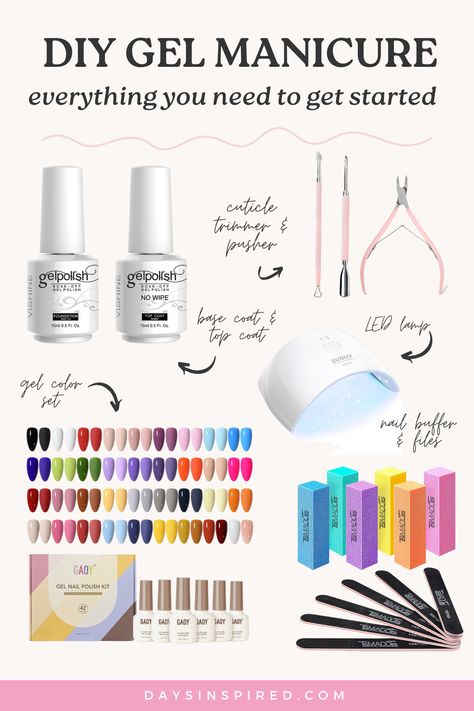 What Do I Need To Do My Own Gel Nails, Diy Uv Gel Nails At Home, Gel Nails Supplies, What You Need To Do Gel Nails At Home, Doing Own Nails At Home, How To Do My Own Nails, How To Do Gel Nails At Home Step By Step, How To Do Gel Nails, Gel Nails Step By Step