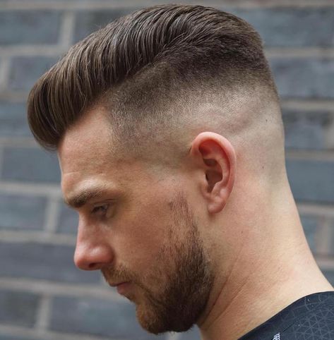 30 Ultra-Cool High Fade Haircuts for Men Skin Fade Pompadour, Skin Fade Hairstyle, Fade Haircut Styles, High And Tight Haircut, Pompadour Haircut, Low Skin Fade, High Fade Haircut, High Skin Fade, Haircut For Men