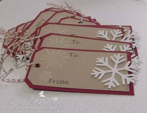 Snowflake Holiday Gift Tags by CMU1999 - Cards and Paper Crafts at Splitcoaststampers Xmas Gift Tags, Christmas Gift Tags Handmade, Xmas Tags, Tags Diy, Gift Tags Diy, Holiday Tags, Handmade Gift Tags, Diy Tags, Holiday Gift Tags