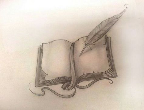 Book tattoo Open Book Tattoo, Tattoo Ideas Ankle, Writer Tattoo, Quill Tattoo, Heels Ideas, Literary Tattoos, Pen Tattoo, O Tattoo, Feather Quill