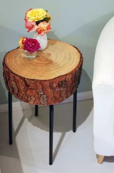 25 Handmade Wood Furniture Design Ideas, Modern Salvaged Wood Chairs, Stools and Benches Handmade Wood Furniture, Stump Table, Diy Side Table, Wood Furniture Design, Wood Slice Crafts, Diy End Tables, Log Furniture, Diy Holz, Diy Coffee Table