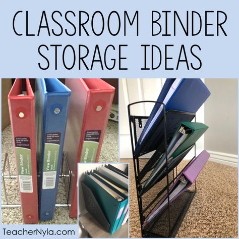 Classroom Binder storage Ideas | Nyla's Crafty Teaching Binder Storage Ideas, Binder Organization School, Classroom Setup Elementary, Binder Storage, Teacher Planner Templates, Work Binder, Diy Binder, Teacher Needs, Student Binders