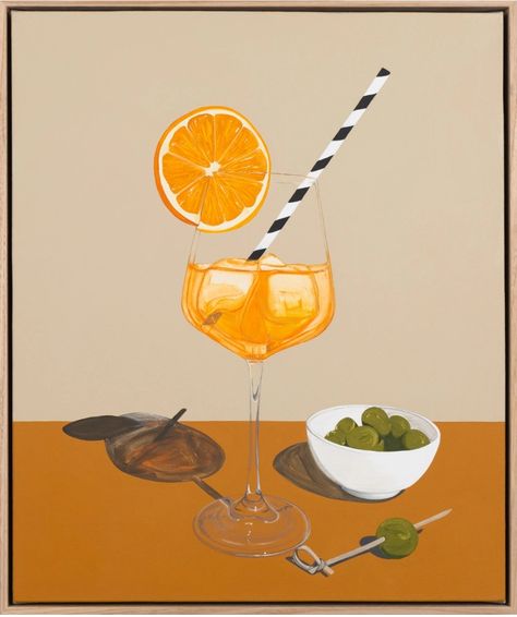 Cocktail Painting Acrylic, Pastel Cocktails, Food Painting Acrylic, Acrylic Painting Food, Paint And Sip Ideas, Contemporary Still Life, Life Artwork, Drink Poster, Relaxing Art