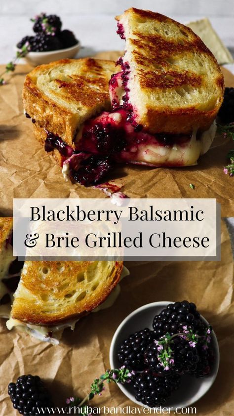 Indulge in this elevated grilled cheese sandwich with tangy blackberry balsamic jam and creamy, melted brie. A delicious twist on a classic favorite. Steak And Brie Sandwich, Black Forest Sandwich, Balsamic Blackberry Bliss Grilled Cheese, Brie Grilled Cheese Recipes, Hawaiian Grilled Cheese, Blackberry Grilled Cheese, Fancy Grilled Cheese Recipes, Balsamic Jam, Mexican Ground Beef Recipes