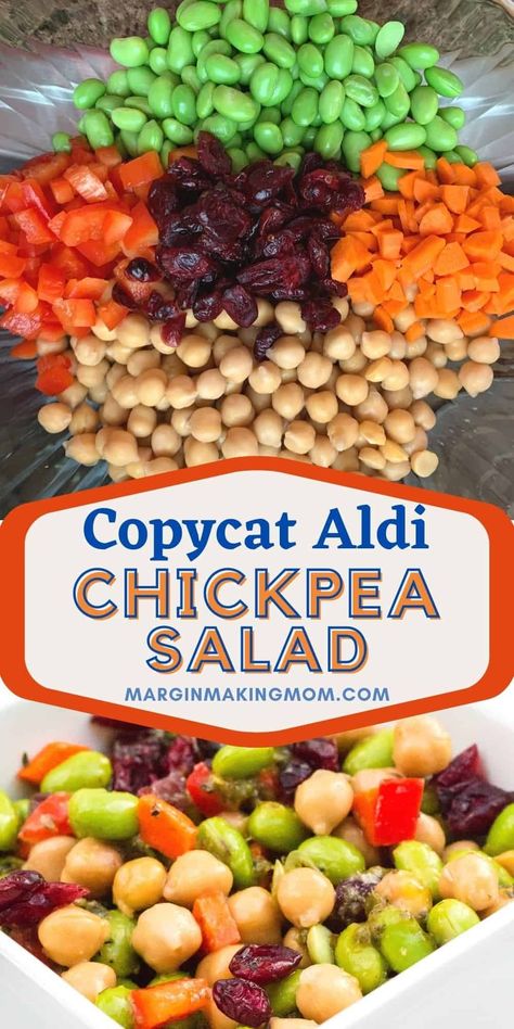 If you love Aldi's chickpea and edamame salad, you'll love making your own at home (for a fraction of the cost!). This healthy salad can be served on its own or as a dip for crackers or chips. Aldi Bean Salad, Edamame And Chickpea Salad, Aldi Salad Recipe, Aldi Chickpea Salad, Ww Chickpea Recipes, Aldi Chickpea Salad Recipe, Canned Bean Salad Recipes, Summer Chickpea Salad, Chickpea Edamame Salad