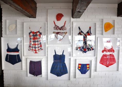 Vintage Beach Decor, Coco Cabana, Seaside Restaurant, Unique Gallery Wall, Vintage Bathing Suits, Vintage Swimwear, Vintage Swimsuits, Decoration Originale, Beach Design