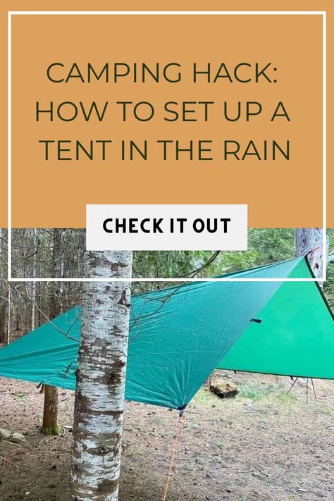 [object Object] Camping In Rain Hacks, Rain Tent, Camping Hack, Amish Lifestyle, Tent Camping Hacks, Camping Tarp, Camping In The Rain, Camping Set Up, Waterproof Tent