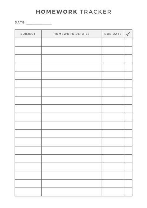 Homework Tracker, Homework Tracker Printable, Homework To Do List, Homework Planner, Homework Log, Homework Organizer, Homework Checklist | Printable Planner For Moms by  Robert Buchanan