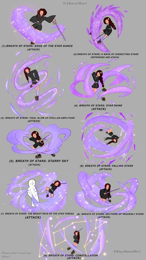 Hashira Breathing Style, Light Breathing Demon Slayer Oc, Kny Oc Star Breathing, Demon Slayer Power Ideas, Demon Slayer Oc Info, Kny Fanmade Breathing Styles, Crystal Breathing Demon Slayer, Demon Slayer Expressions, Demon Slayer Names For Oc