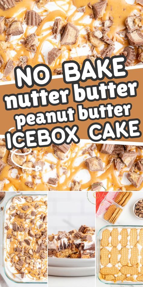 Nutter Butter Ice Cream Cake, Nutter Butter Ice Box Cake, Nutty Butter Dessert, Nutter Butter Dip, Nutter Butter Cheesecake Recipes, Nutter Butter Lasagna, Nutter Butter Lasagna Desserts, Quick Peanut Butter Dessert, No Bake Peanut Butter Eclair Cake