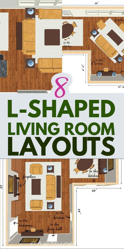 Arranging an L-shaped living room can be tricky. Which is why these 8 L-shaped living room layouts come in super-handy. Whether you have a small living room, large living room or just an awkward living room, you'll find some ideas to help you arrange your furniture. | Living Room Furniture Layout L Shaped Living Room Layout, Awkward Living Room Layout, L Shaped Living Room, Living Room Layout Ideas, Rectangle Living Room, Room Layout Ideas, Family Room Layout, Living Room Layouts, Dining Room Layout