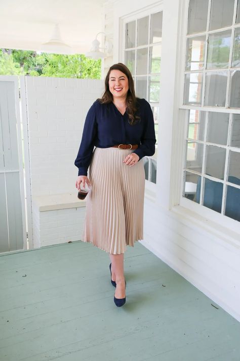 Styling a Beige Skirt at the Office - The Docket Office Outfits Midsize, Womens Business Professional, Spring Workwear, Outfit Midsize, Lilac Blazer, Summer Workwear, Workwear Capsule Wardrobe, Workwear Capsule, Midsize Outfits