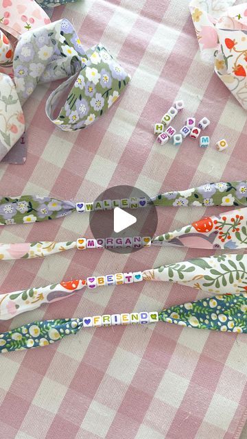 Aurelie Erikson on Instagram: "DIY fabric bracelets, aka concert bracelets 🎀   It’s officially concert season, so grab your girlfriends because girls' night just got a whole lot more fun! Everyone will LOVE making these bracelets! 🌼🌸  Tip *cut fabric strips in half down the center   everything I used is 🔗 in my Amazon store front in bio!  save & share with a friend 🫶🏼 . . . . . . . #summercrafts #diybracelet #friendshipgoals #craftylife #craftygirl #girlsnight #summercrafts #diycrafts #tutorial #morganwallen #concertseason" Fabric Scrap Bracelet, Diy Fabric Bracelets Tutorials, Fabric And Bead Bracelets, Fabric Beaded Bracelets, Fabric Friendship Bracelets Diy, Build Your Own Bracelet Bar, Diy Fabric Bracelets, Fabric Friendship Bracelets, Cute Bracelet Ideas Diy