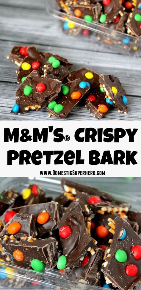 Chocolate Covered Pretzel Bark, Halloween M&m Treats, Candy Bark Recipes, Almond Bark Recipes, Salty Pretzels, Christmas Bark Recipes, Bark Candy, Crispy Snacks, Pretzel Bark