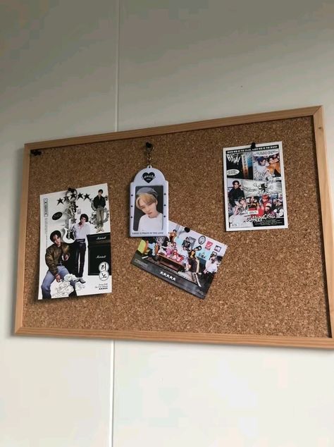 cork board aesthetic kpop @ charelxlix (tiktok) Cork Board Aesthetic, Board Aesthetic, Aesthetic Kpop, Cork Board, Bedroom Inspo, Room Ideas, Cork, Bedroom