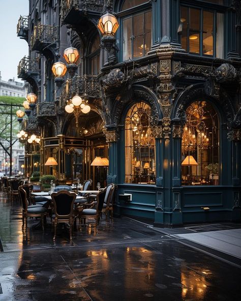 French City Aesthetic, City Interior Design, New York Cafe, Usa Photography, Restaurant Exterior, Building Aesthetic, Coffee Shop Aesthetic, Design For Home, Cozy Cafe