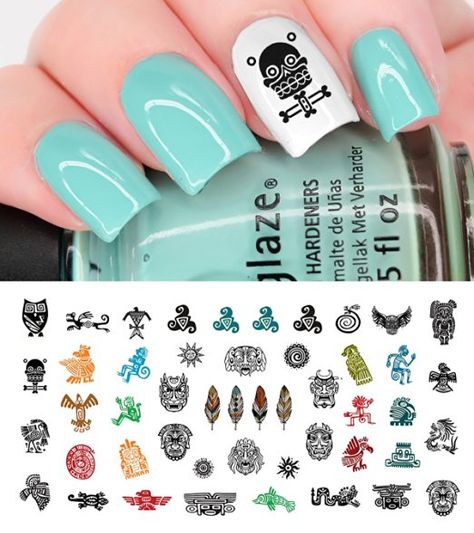 Aztec / Southwest Water Slide Nail Art Decals - Salon Quality 5.5" X 3" Sheet! Aztec Nail Art, Light Colored Nails, Aztec Nails, America Nails, Waterslide Nail Decals, Nail Designs Pictures, Nail Art Decals, Waterslide Decals, Nail Art Set