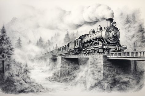 Train Drawing, Old Steam Train, Railroad Art, Woodburning Projects, Pyrography Art, Train Art, Wood Burning Crafts, Old Trains, Wood Burning Patterns